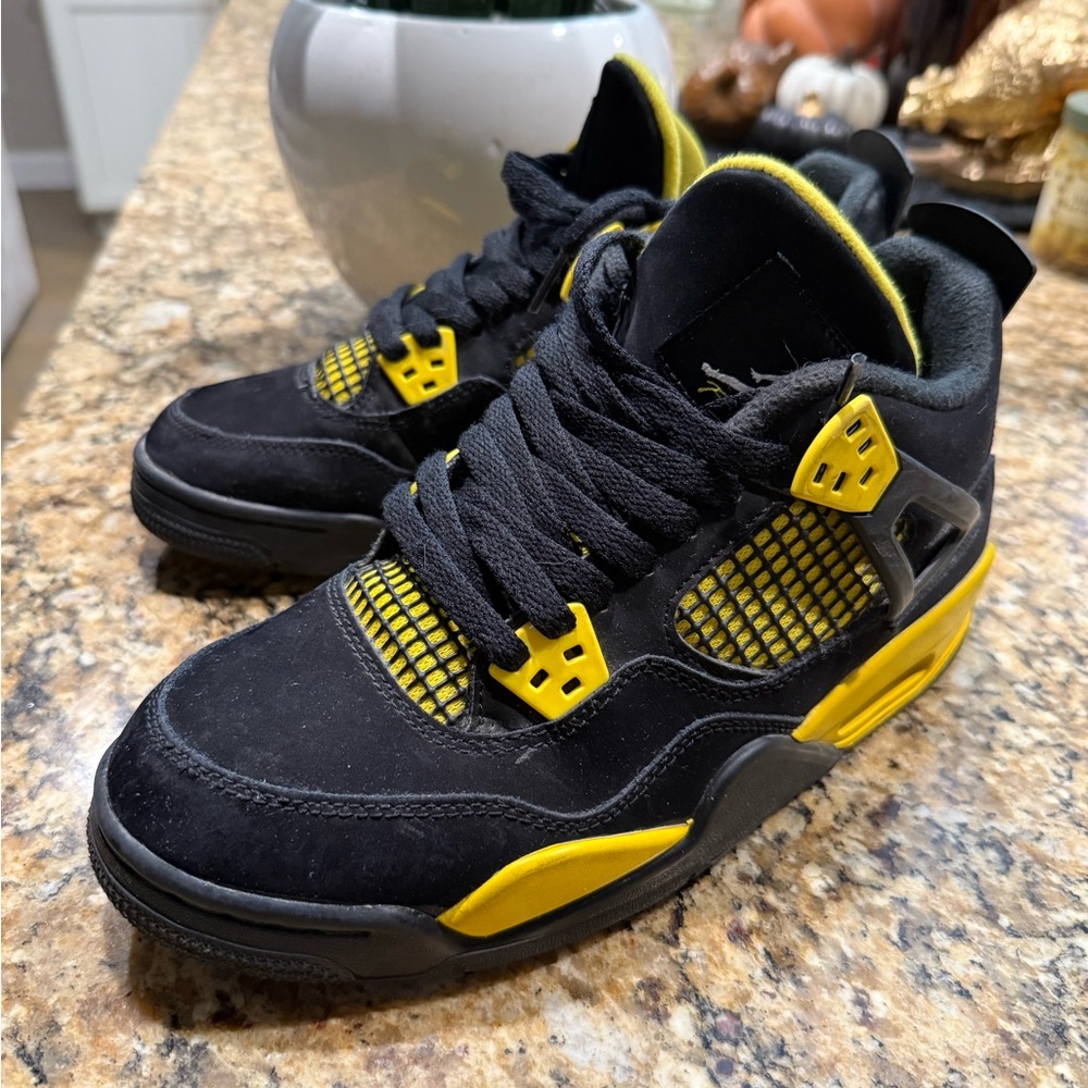 Men’s Black and Yellow Jordan 4